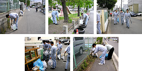 会社員参加の工場周辺美化運動風景